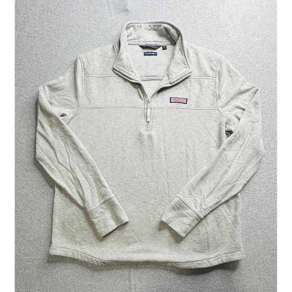 Vineyard Vines The Shep Shirt Mens XL Gray Quarter Zip Pullover Sweater Patch - Picture 1 of 15